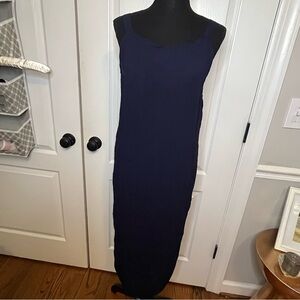 Mevisto Maxi Vintage Sheath  Dress ~ Navy~ Sz 8 ~ Sleeveless ~ Lined Textured